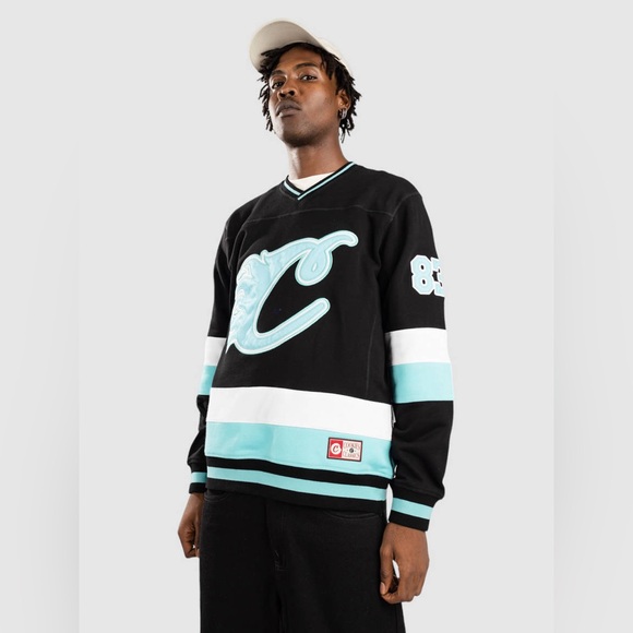 COOKIES "BREAKAWAY" LONG SLEEVE HOCKEY KNIT | Color: Black/Tiffany Blue |NEW/NWT - Picture 2 of 16